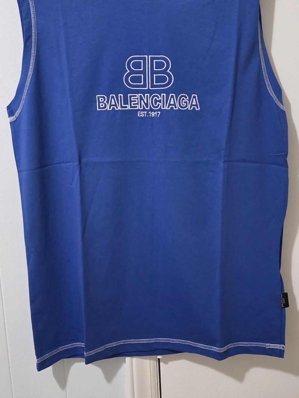 Balenciaga Royal Blue Logo Sleeveless Tank
